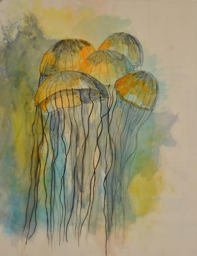 Jellyfish (Medium) 2, 19" x 15", Acrylic on Mylar, $750