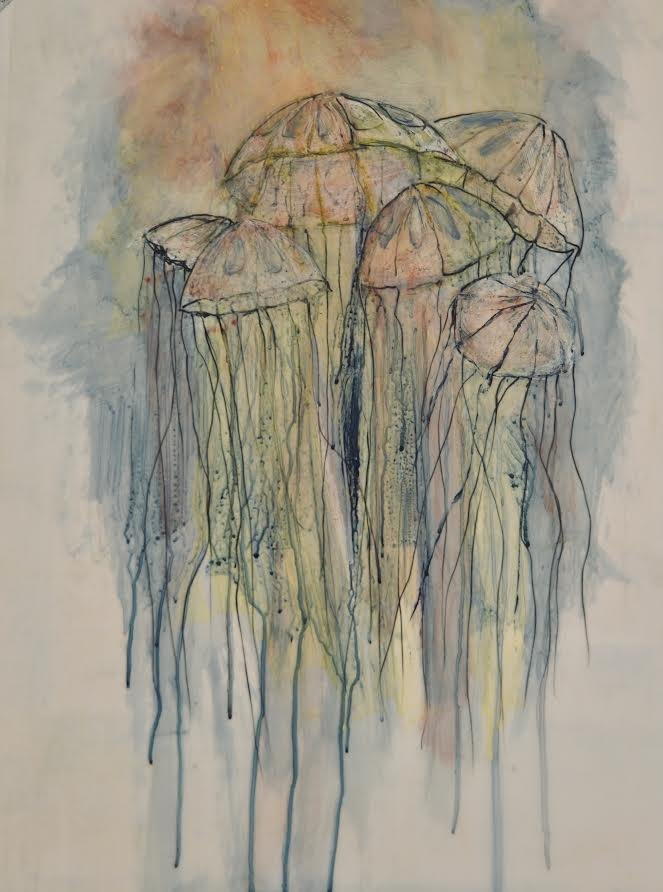 Jellyfish (Medium) 3, 19" x 15", Acrylic on Mylar, $750