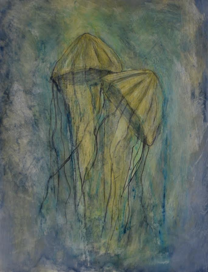 Jellyfish (Medium) 1, 19" x 15", Acrylic on Mylar, $750
