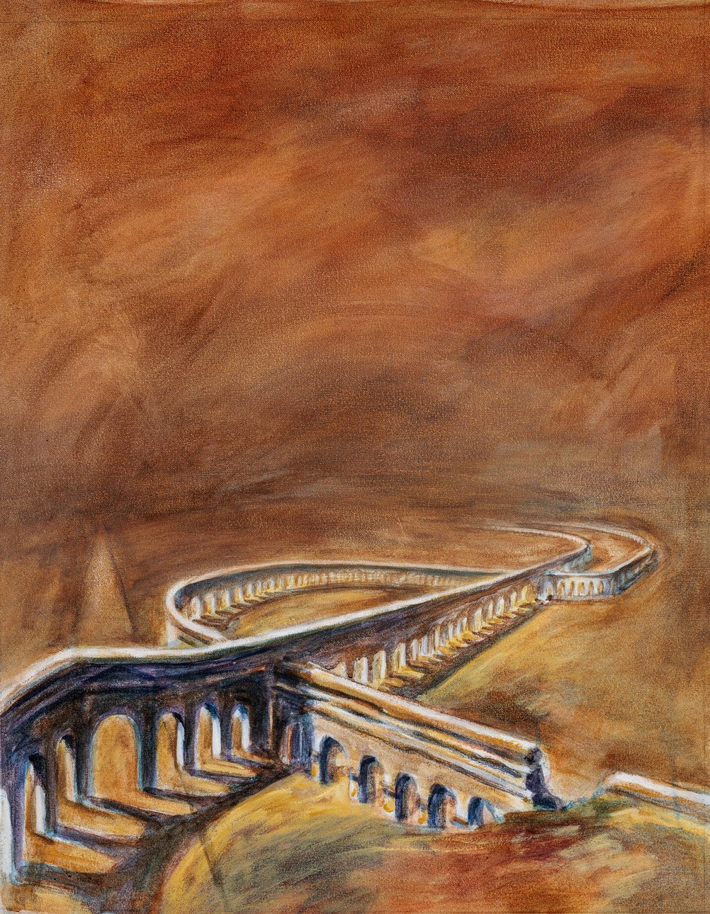 Aqueducts Ruin, Italy - 30” x 24”, Acrylic on Canvas, $1200