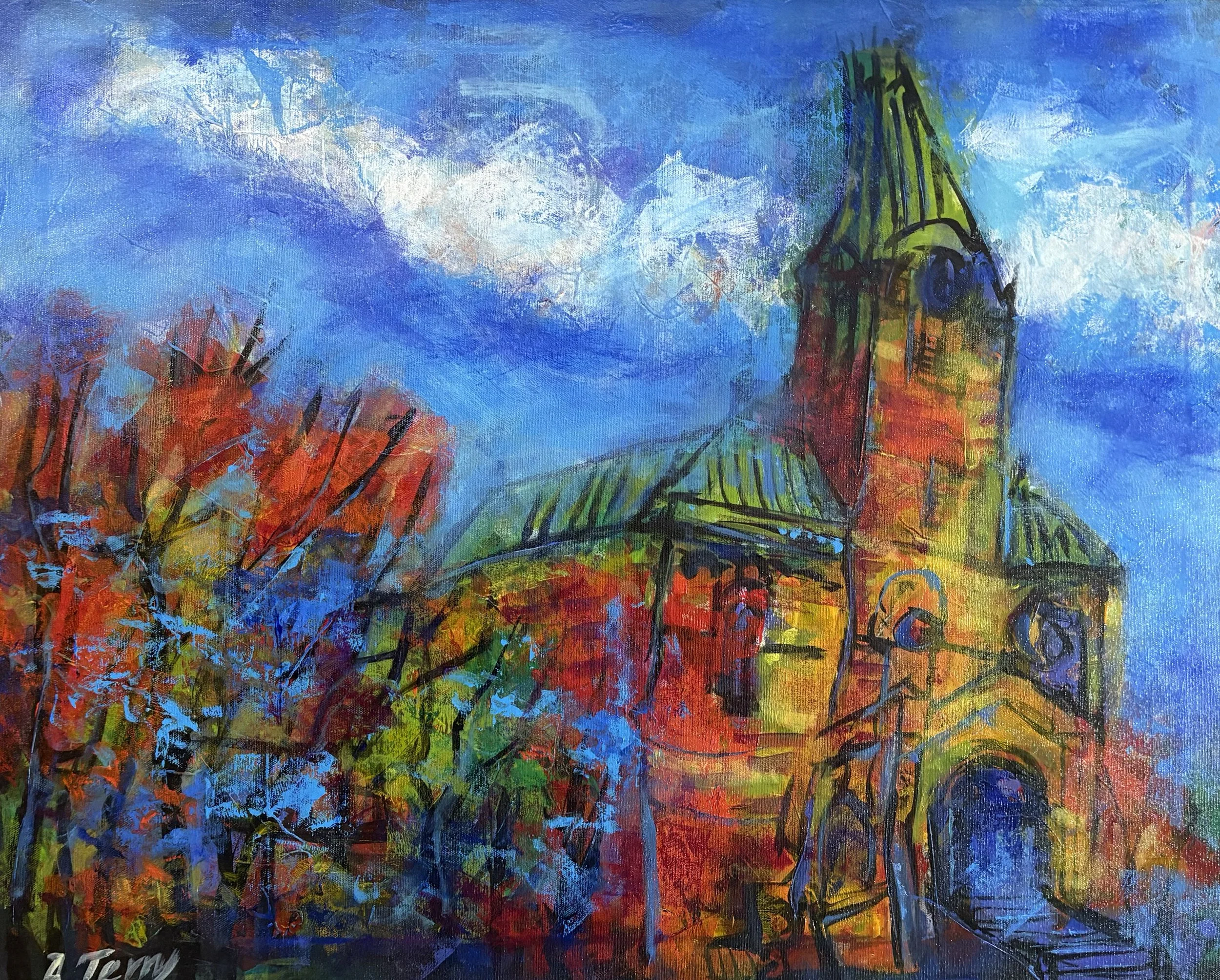 City hall, 30" x 24", acrylic on canvas