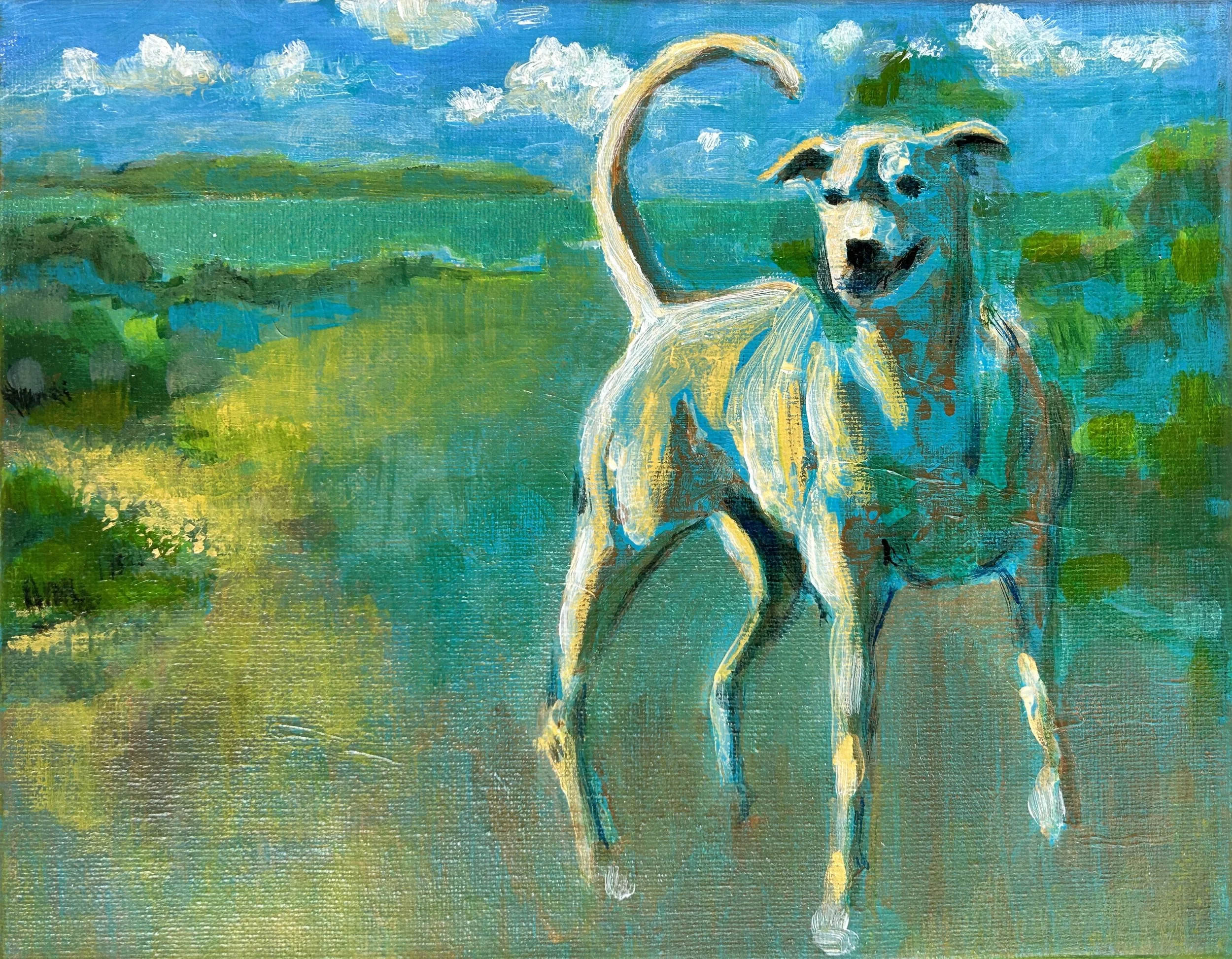 Un Québécois en Acadie 2, 2025, 8" x 10", Acrylic on Canvas, $250