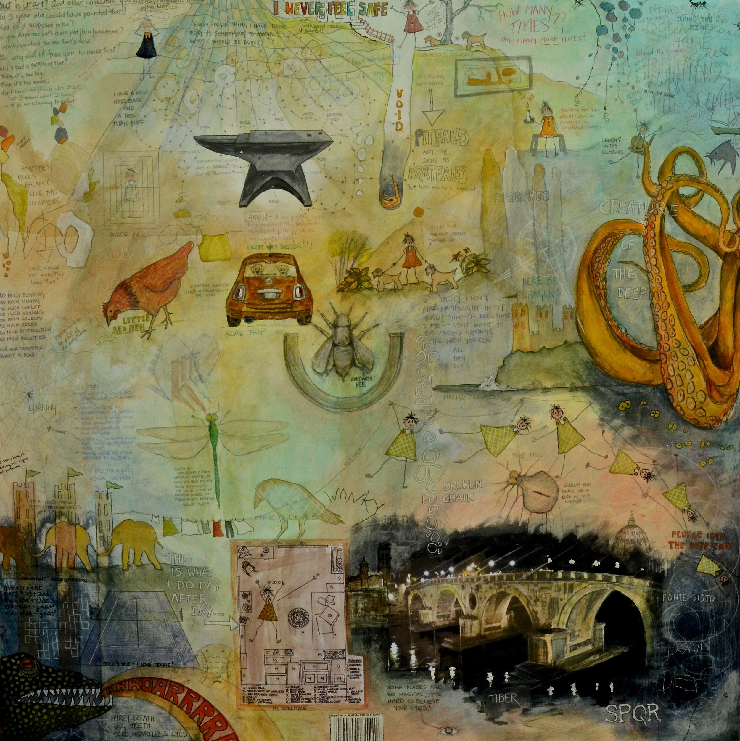Journal panel, Fall, #13  - 48" x 48", mixed media on panel 