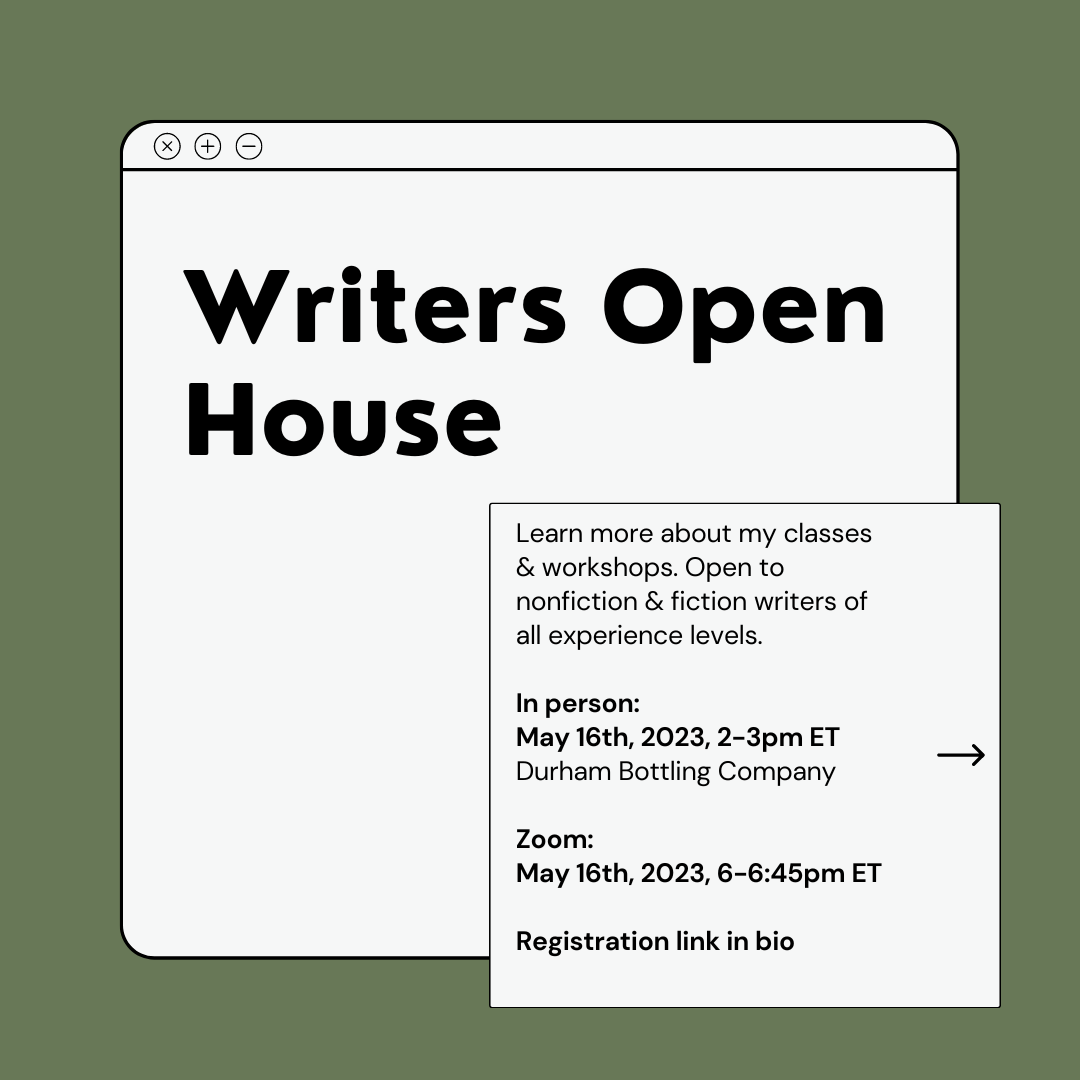 Writers Open House! May 16th, 2023 on Zoom and in person