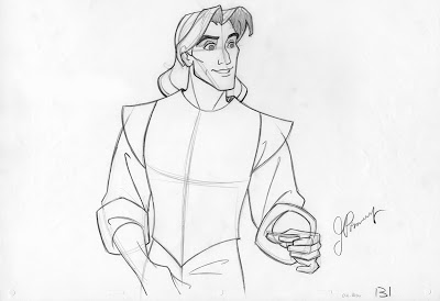  Orig. animation drawing of Capt. John Smith from Disney's "Pocahontas" 
