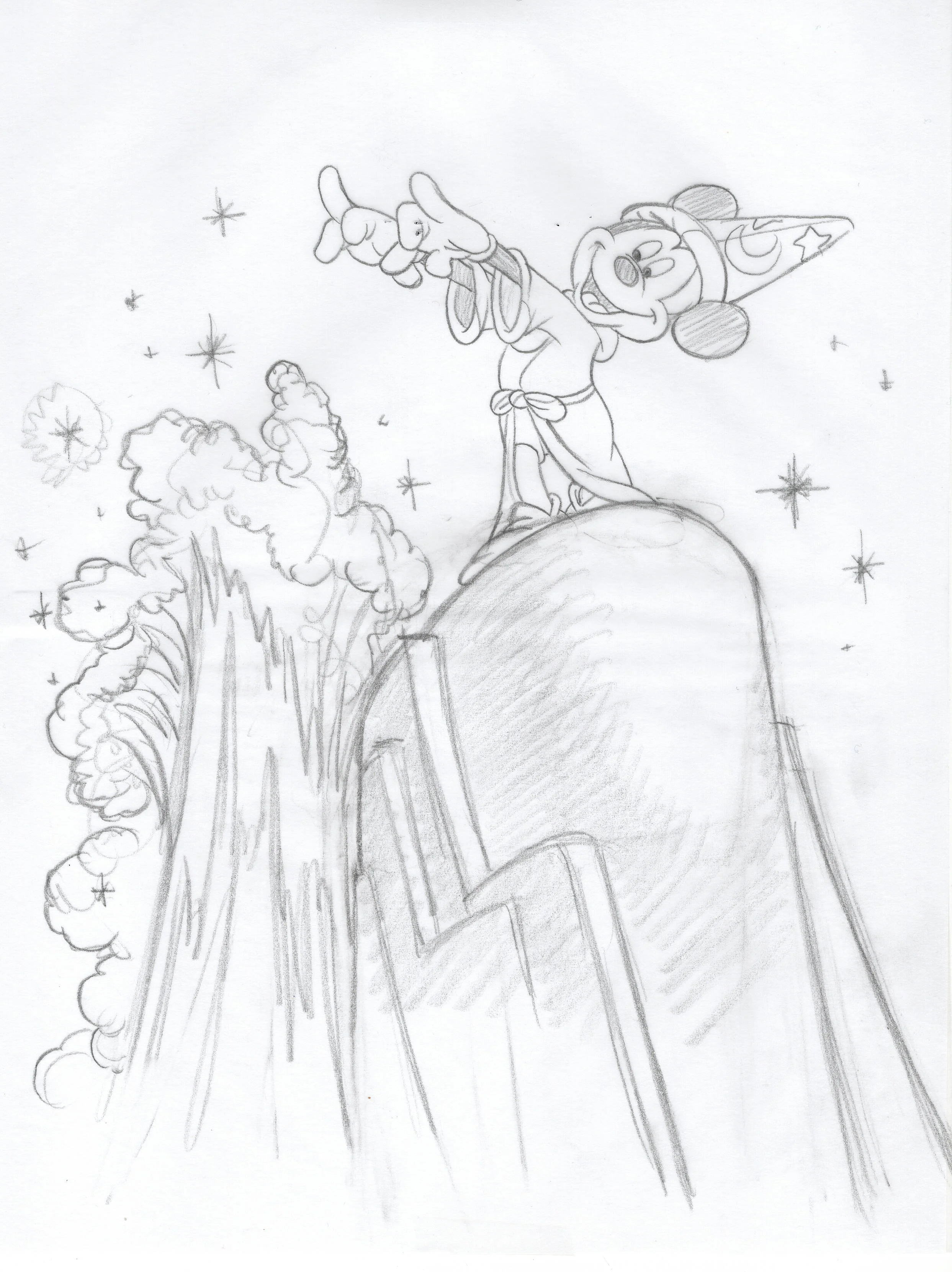 "Walt's Imagination- Sorcerers Apprentice" Book Final Layout Drawing