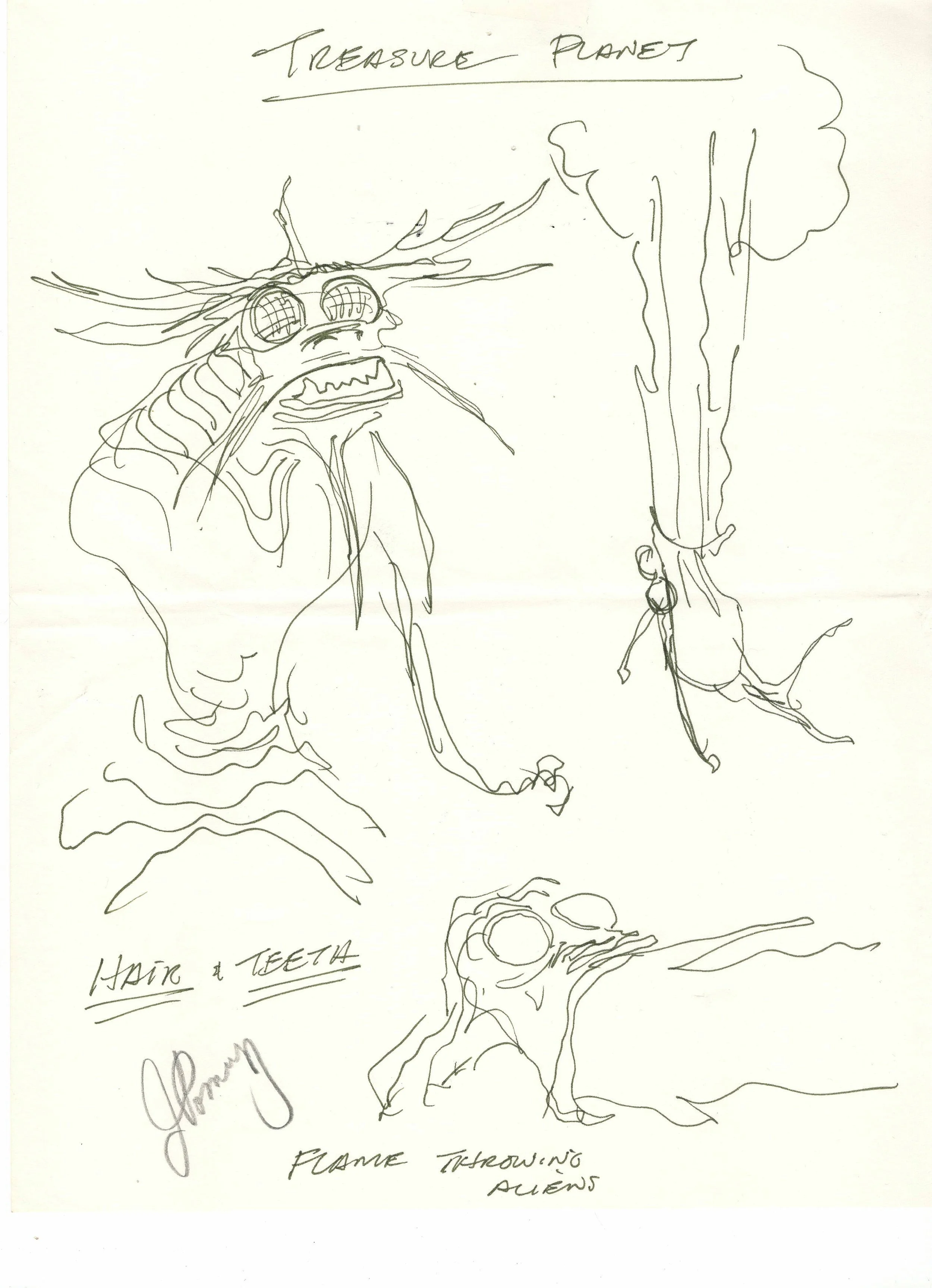 "Treasure Planet" Original Alien Concept Drawing