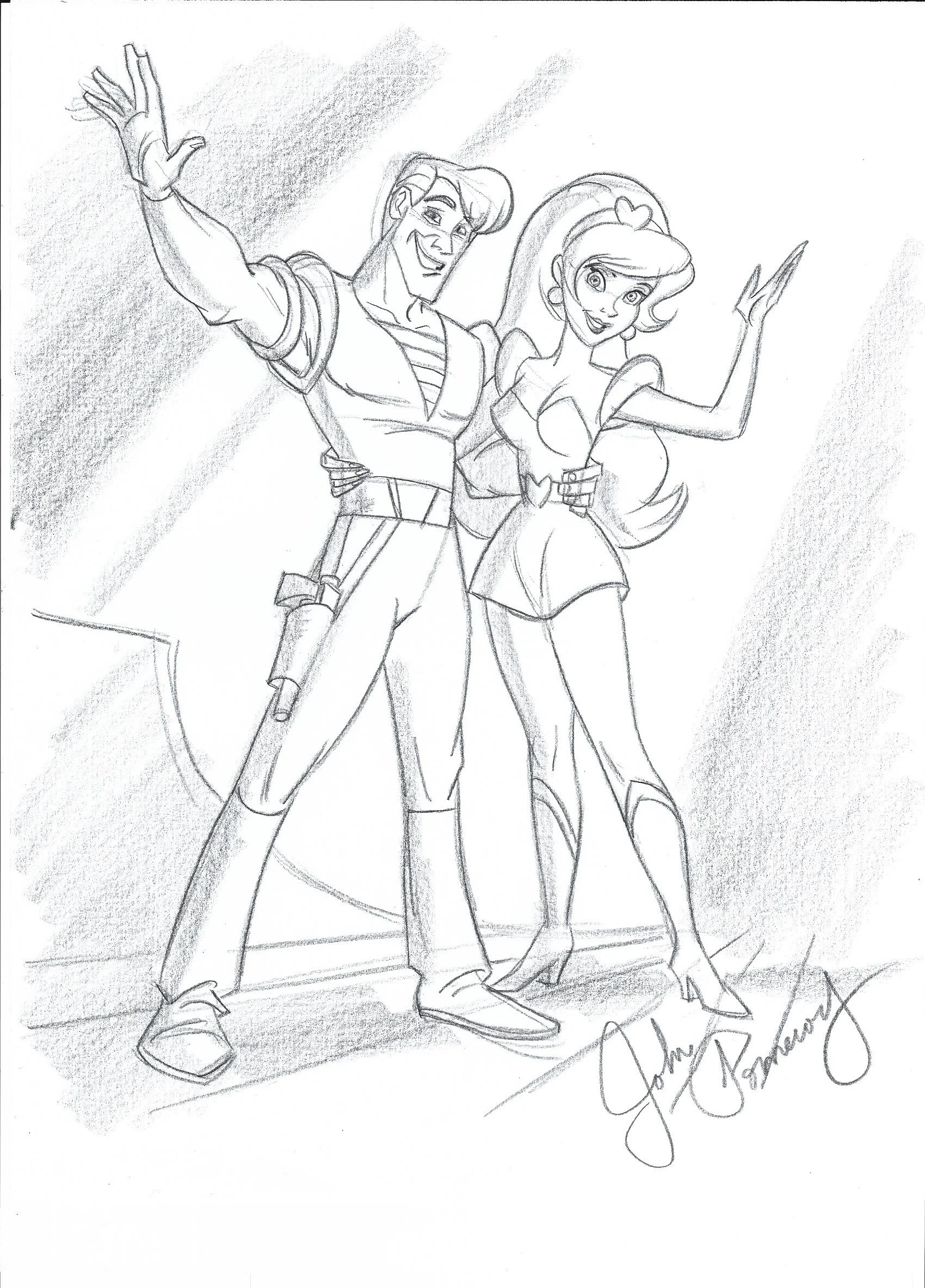 "Ace and Kimberly" Full Figure Drawing