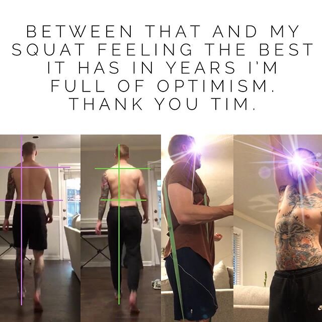 Working with an online client, he's a strength coach and very experienced in the fitness world - he's a smart guy. But like most (*ALL) fitness professionals, he's got some mileage on his body. .
.
.
Right ankle feels jammed and pops all the time, up