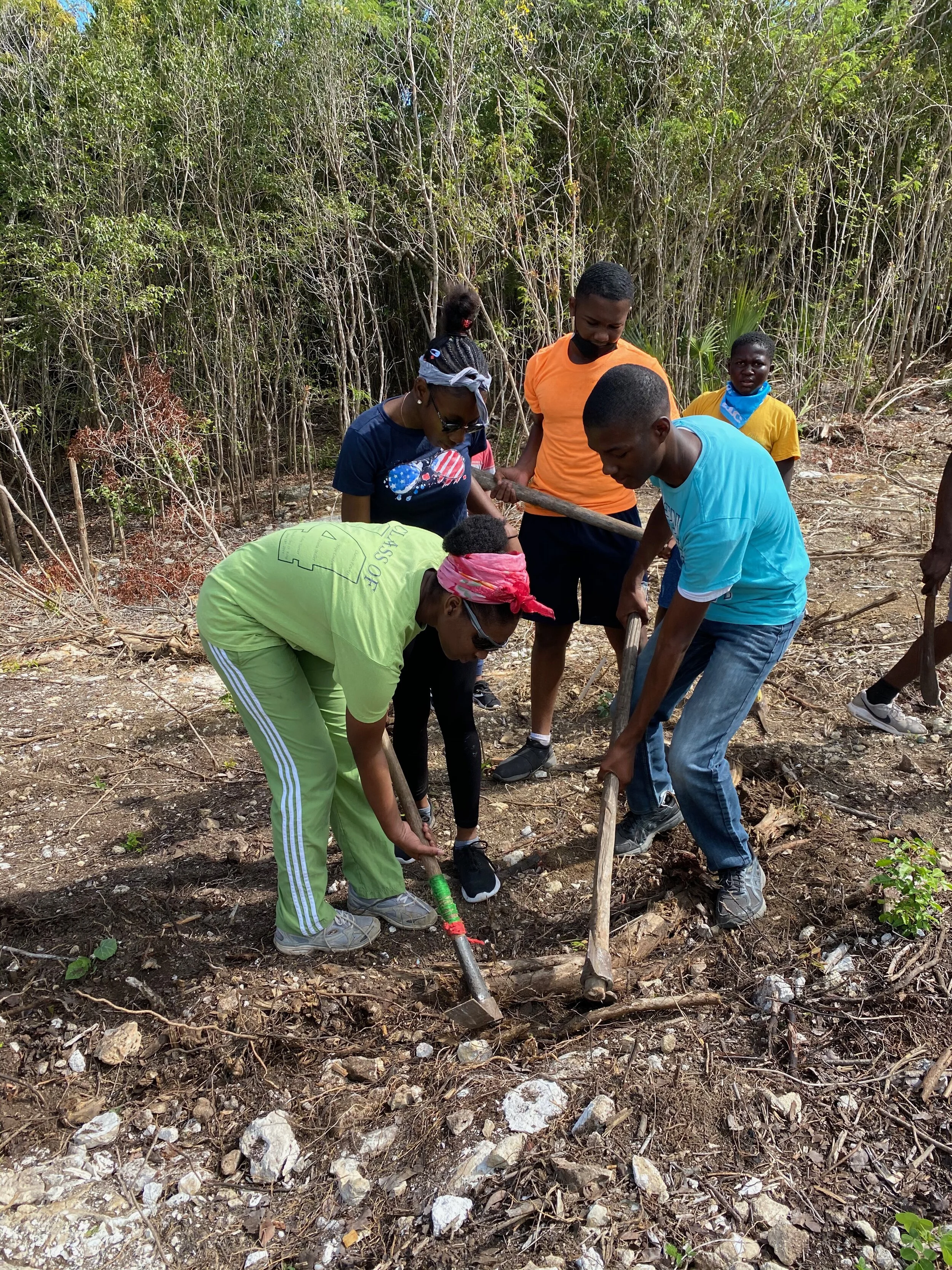 ATCS Students clear land for the sustainable farm
