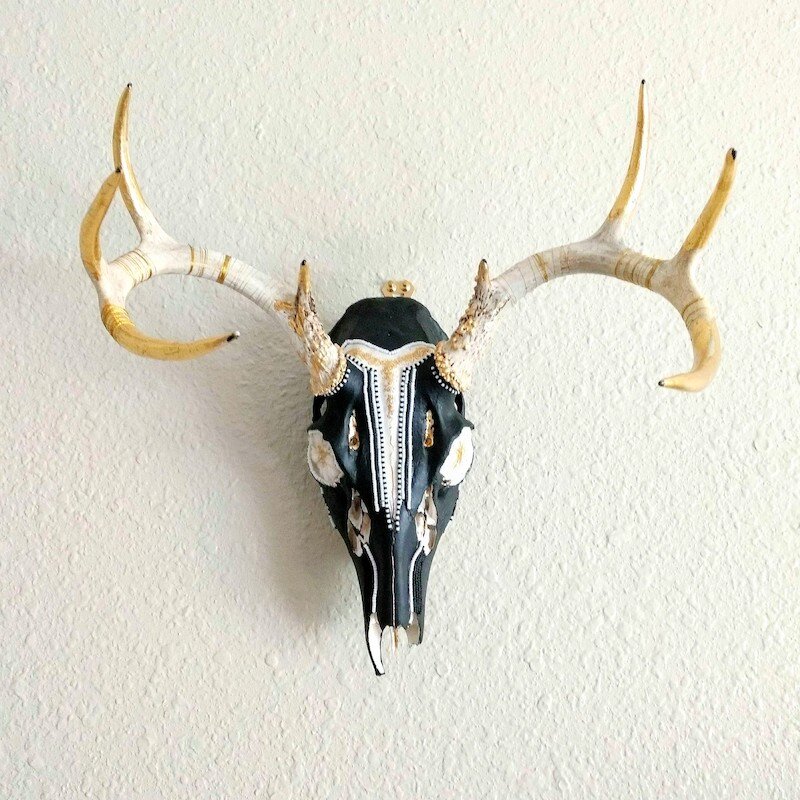 Deer Skull Beads Beaded Beadwork Unique Art Magical Home Decor Fine Art 1.jpg