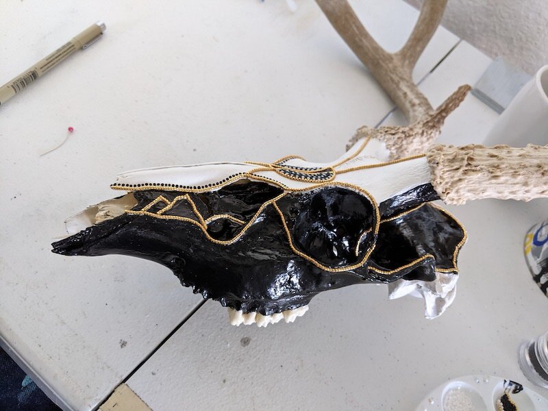 Deer Skull Seed Beads Unique Sculpture Home Decor Magical Mountains Process .jpg
