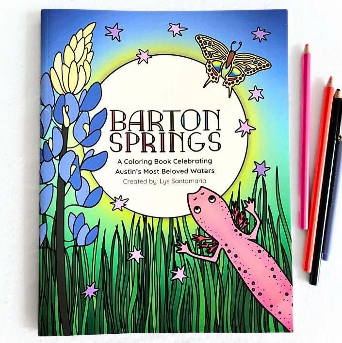 Barton Springs coloring books now available on my website: LysSantamaria.com

All of the designs are snippets from my 300sq foot mosaic installed at Barton springs pool. Made with so much love and care. Thank you for supporting me this holiday season
