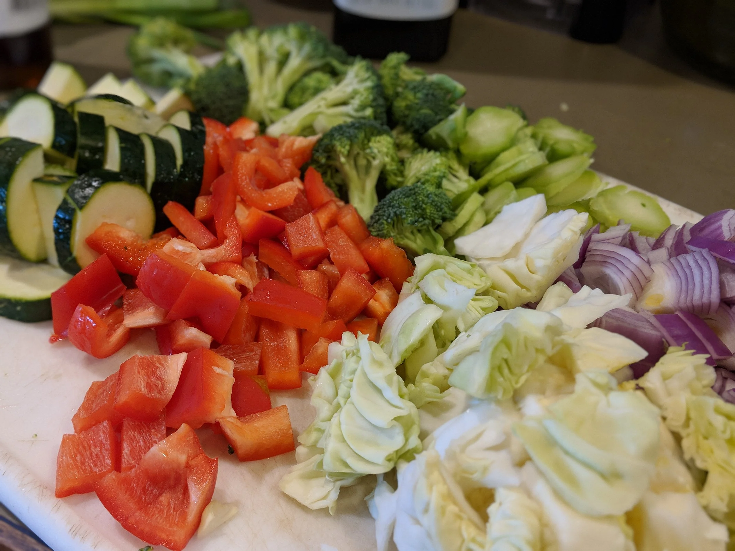 Pick your favorite veggies and get to slicing. 