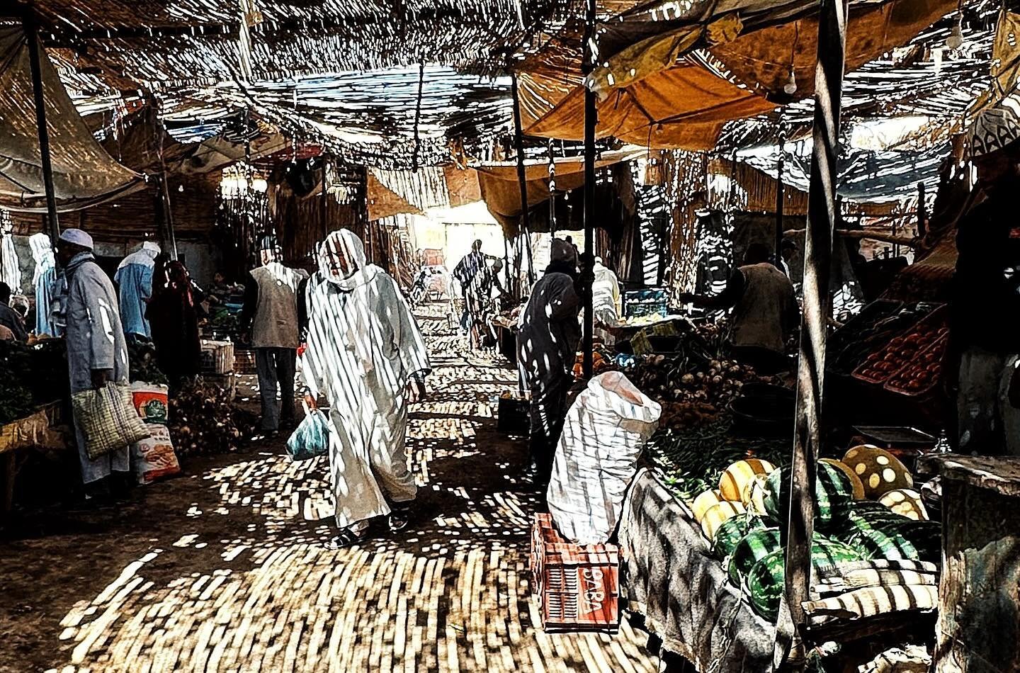Light coming through the bamboo ceiling in a market we visited on the drive Fes. 
✨
Morocco is said to have its feet in Africa and its head in Europe. 
Meaning it's rooted in an indigenous, communal world, while always watching and influencing a Euro