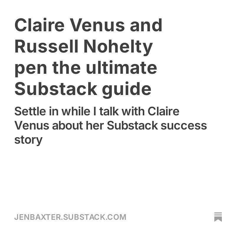 There's  less than five days left to check out the Kickstarter campaign for Claire Venus and Russell Nohelty&rsquo;s ultimate substack guide, &ldquo;How to Build a World Class Substack.&rdquo; (And I wouldn't want you to miss out!)

Because they&rsqu