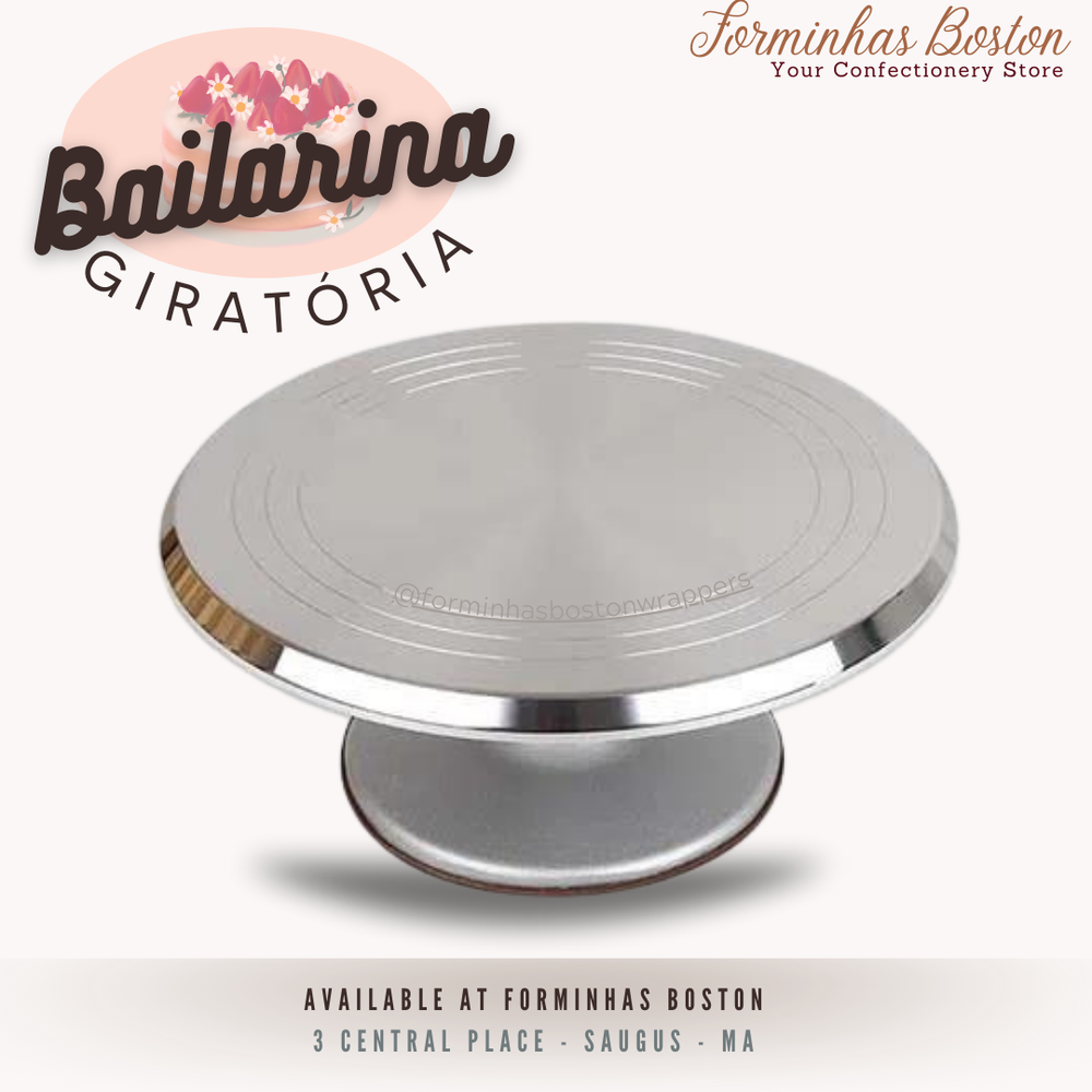 12'' Aluminum revolving cake stand turntable, Bailarina Giratória P/  Confeitar Bolos (30 cm)