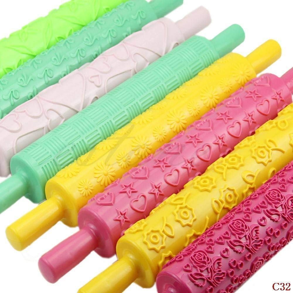 Rolling Pin Set (x Pieces) Cake Decorating Embossed Rolling Pins,Textured  Non-Stick Designs and Patterned,Ideal for Fondant