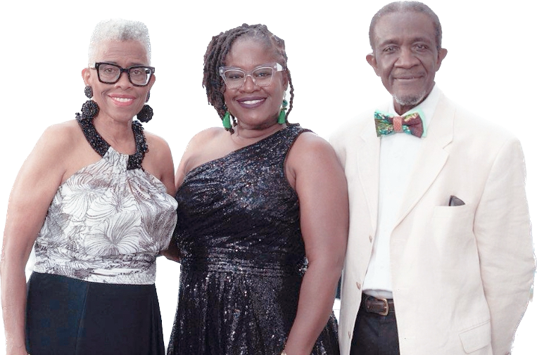 Lingaire with her parents, Valerie and Saihou.