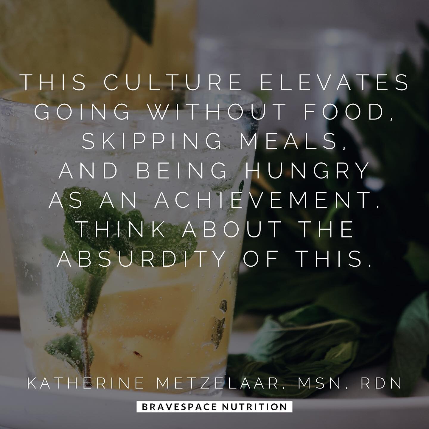I often think of the absurdity of existing in a culture that elevates NOT eating as some kind of achievement. To deny food, your most basic and fundamental need as a human, is neither healthy nor sustainable despite what this diet culture says. ⁣
⁣
S