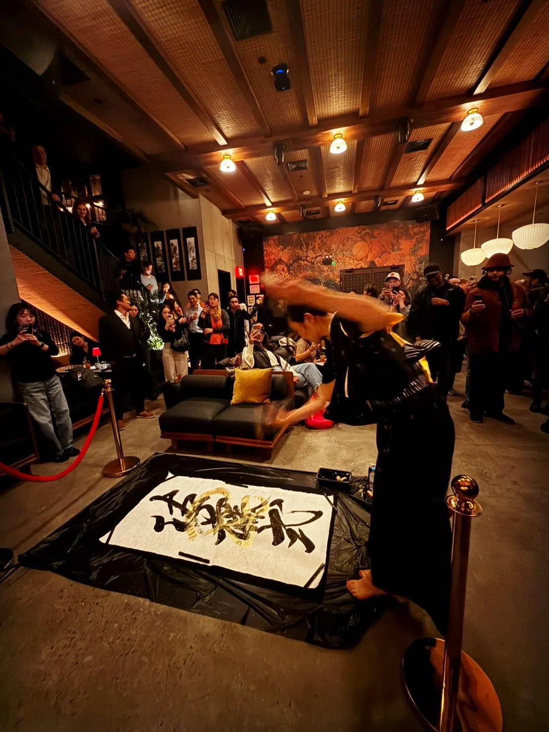 I had the honor of performing live calligraphy at Rewind @rewind_nyc for the Sato Shiki Whisky @satoshikiwhisky event🥃✨

On a large sheet of washi paper, I created a live piece featuring both the Rewind logo and the Sato Shiki Whisky logo. It was th