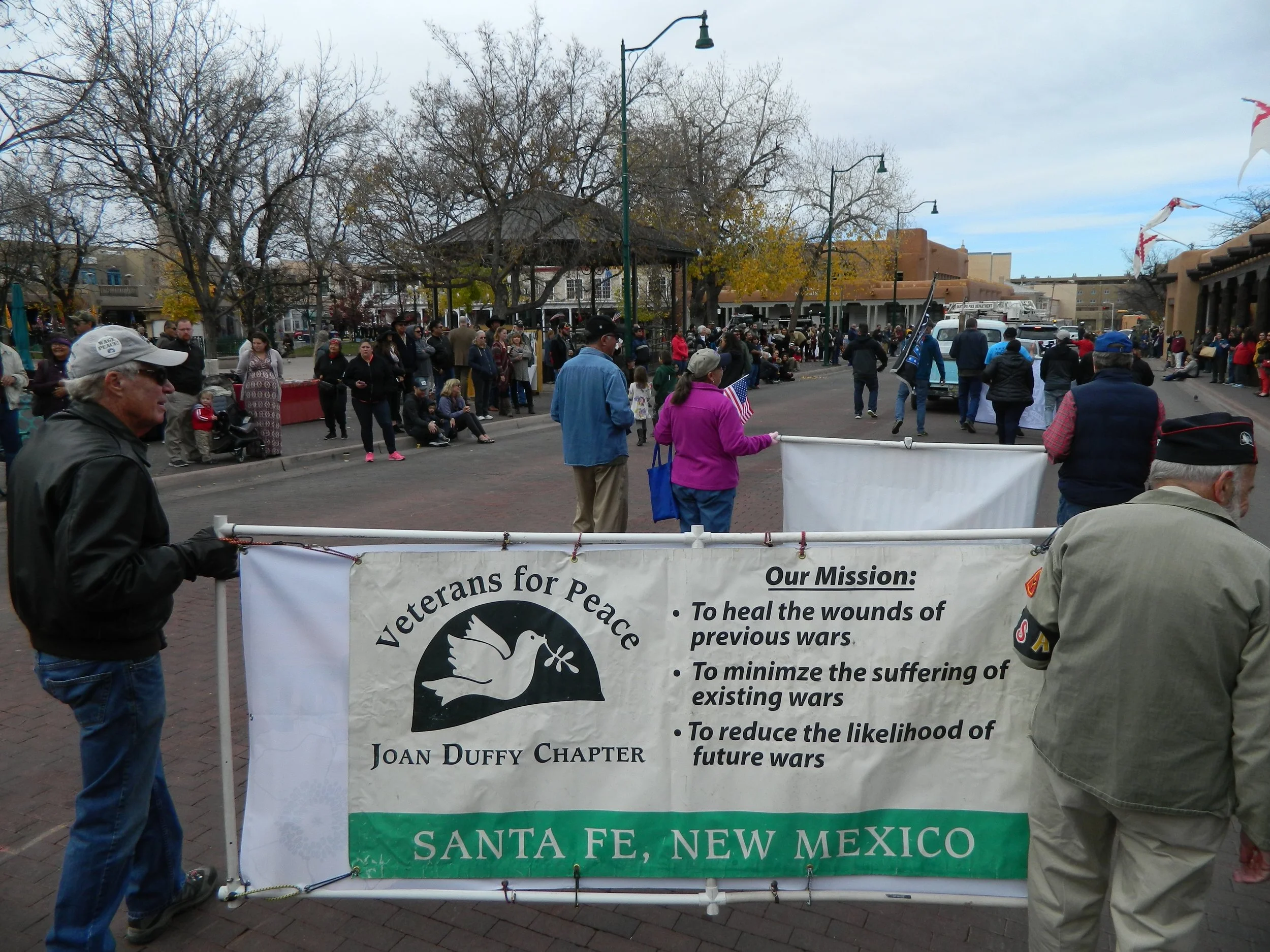 Santa Fe, NM chapter of Veterans for Peace marching in the annual Veterans Day/Armistice Day parade.
