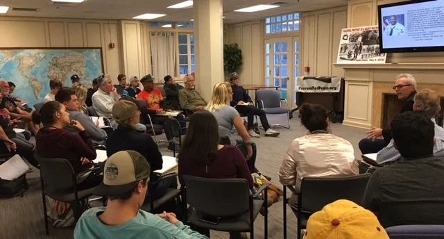 The author speaks to students at Arizona State University, along with members of the Phoenix chapter of Veterans For Peace.