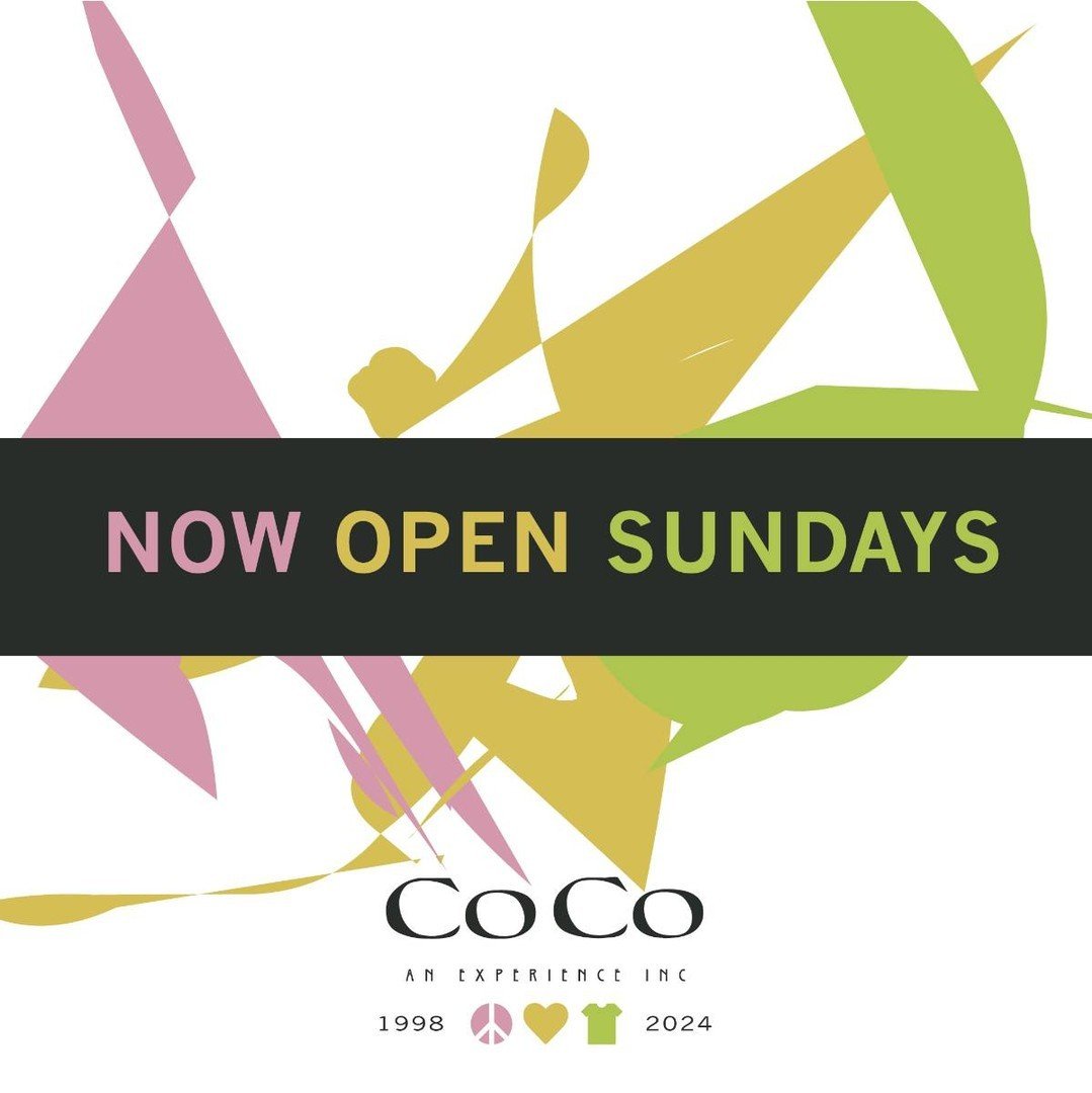 #RozSays SUNDAYS ARE BACK - NOON TIL 4! 
Never you mind the rain - there's plenty of sunny styles inside the shop! 

#seeyouatcoco #cocoanexperience #206bellevueavenue #uppermontclairnj #montclairnj #peace #love #sundays