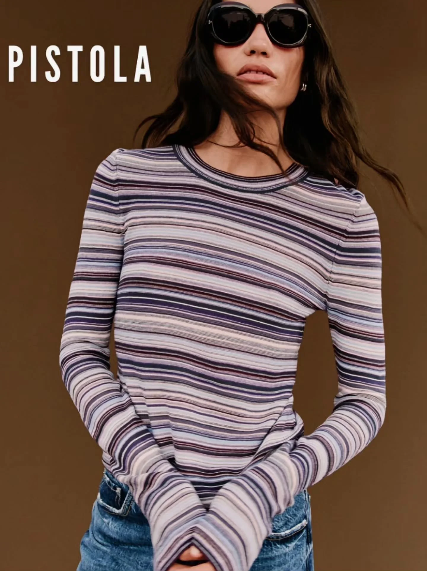#RozSays loves a long-sleeved knit top - add stripes - and perfection!!

The Madison in the Lovina Stripe from Pistola is designed with a classic crew neckline and a polished, close-to-the-body fit with long sleeves that make it an easy foundation fo