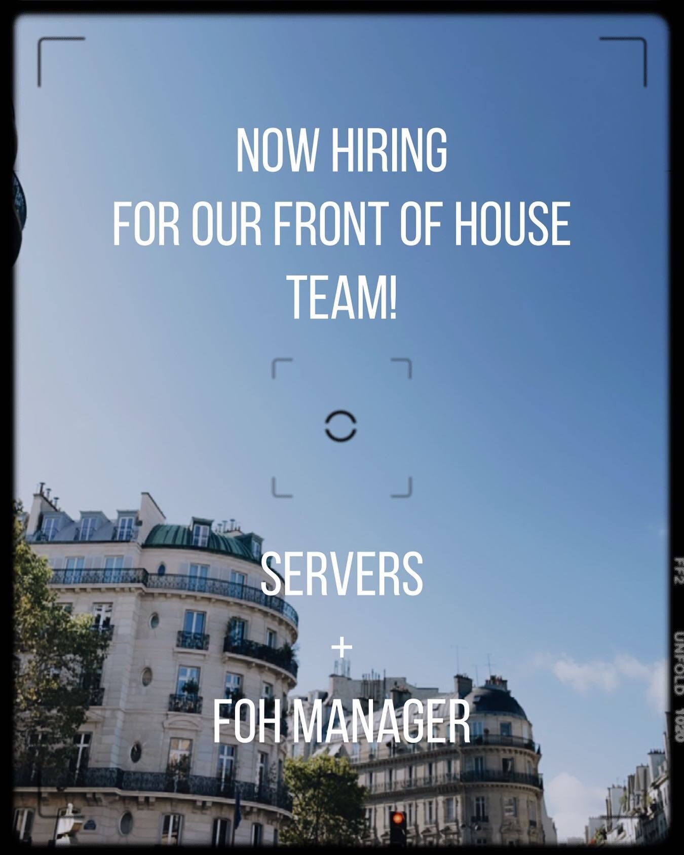It&rsquo;s that time! We are building our FOH team at Bar La F&ecirc;te! We are hiring a Front of House Manager and servers for our Parisian-inspired wine bar. You must love people, love food and love wine. All positions are full-time for dinner serv