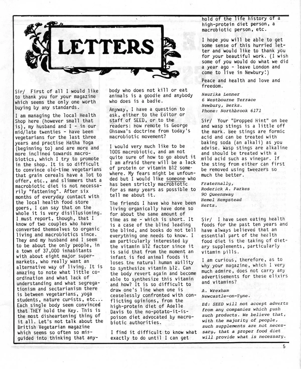 Seed Vol.2 No.1 Jan 1973 p.5