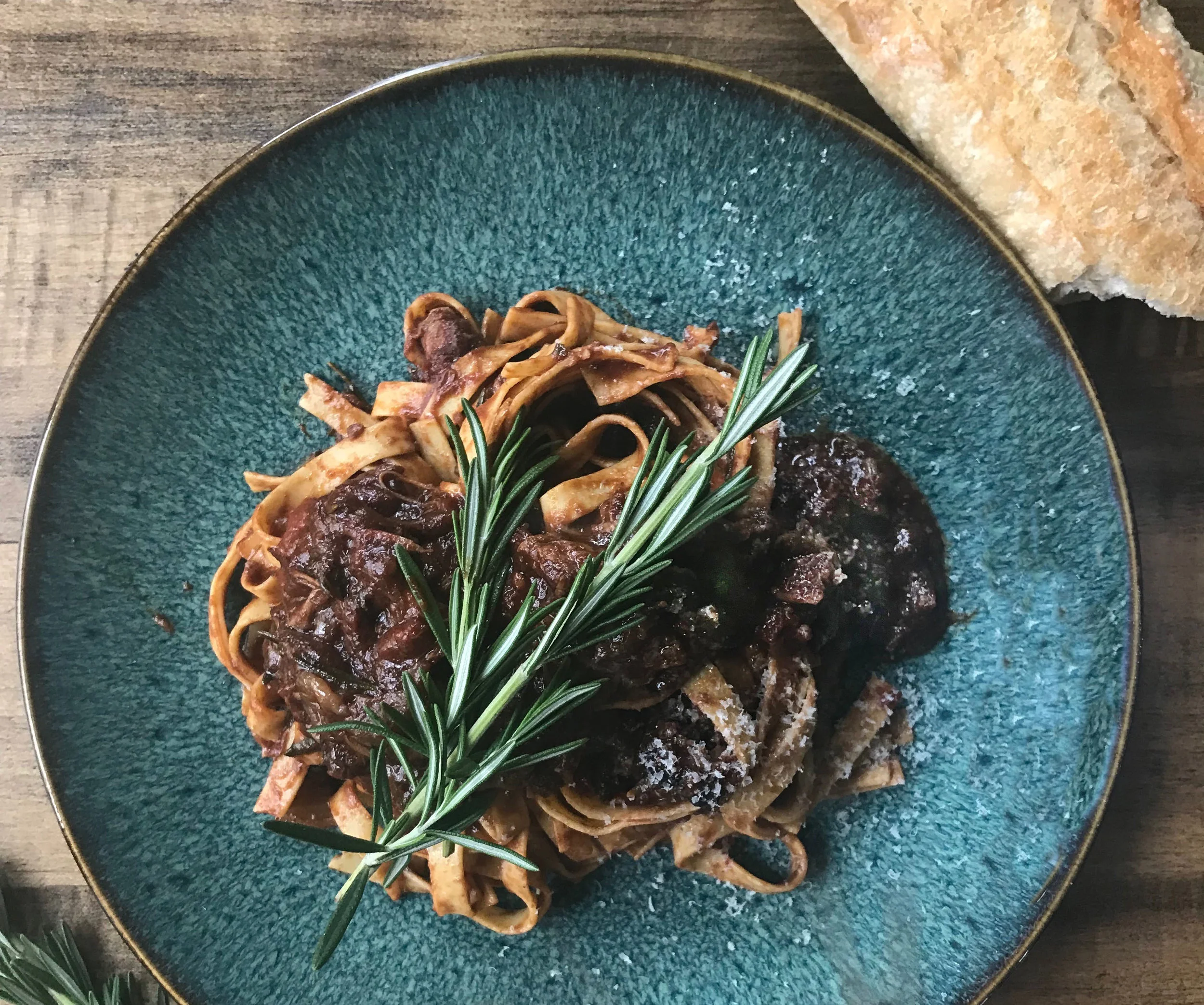 Slow cooked lamb ragu with unsweetened chocolate