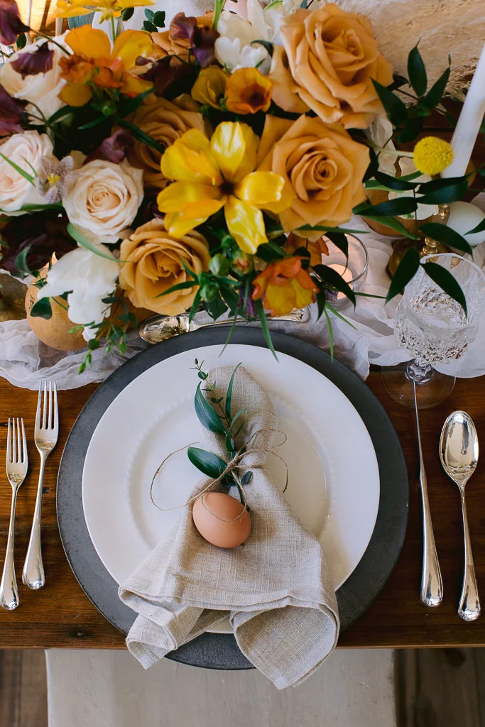 Gold, Yellows and Purple styled Wedding Table | Wedding Styling