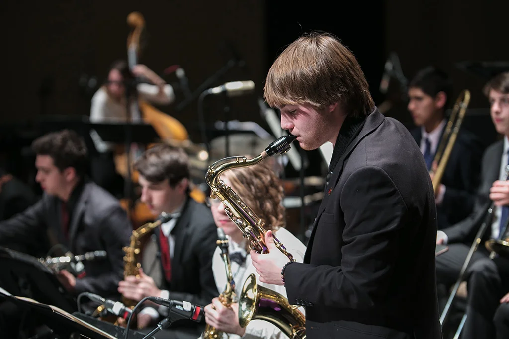Saxophone soloist in performance at All-State Jazz Night
