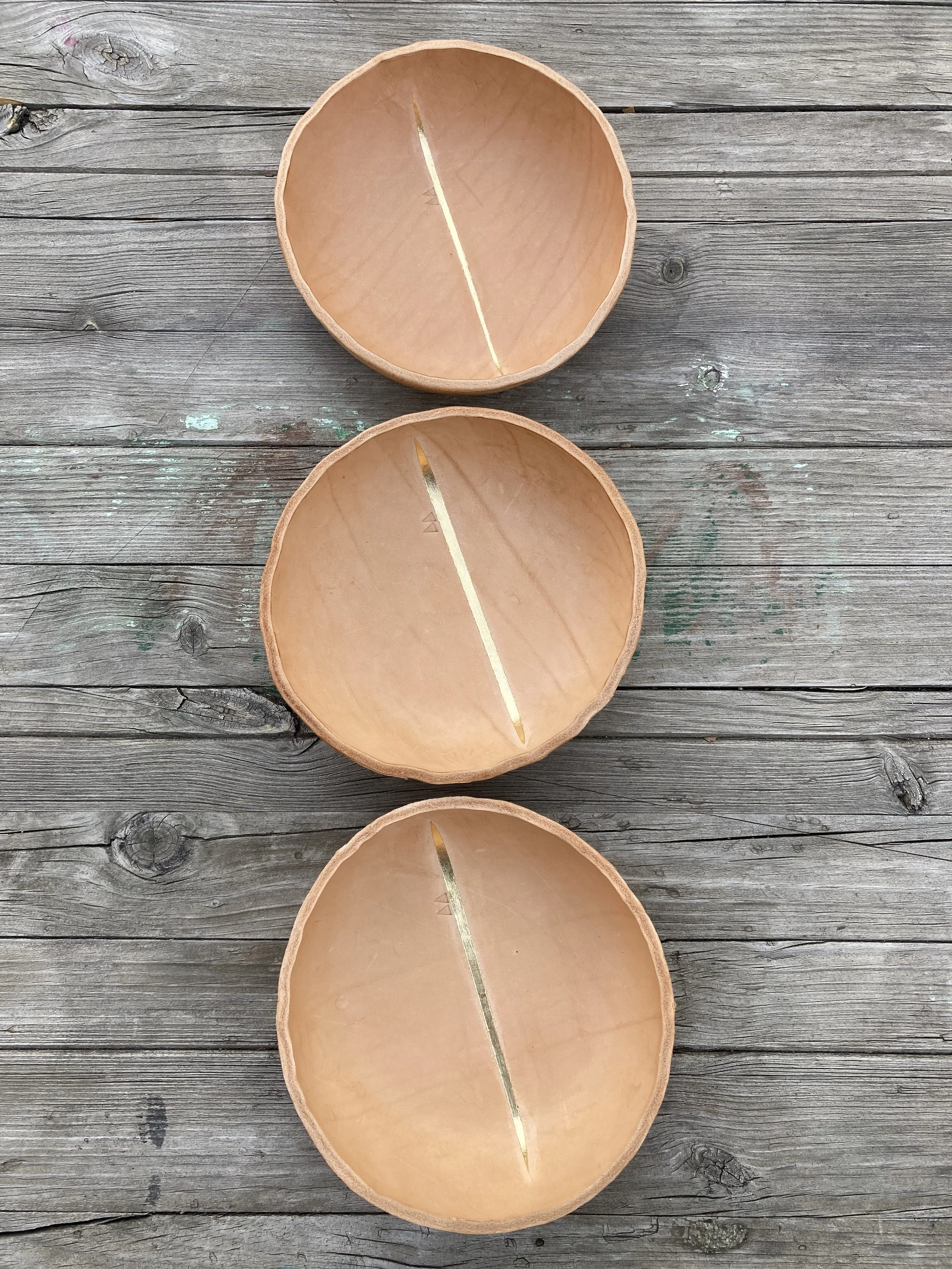 Gold leaf leather bowl
