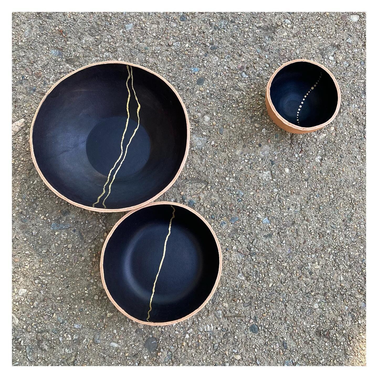 Here are a few of my new series of #leatherbowls that I began this summer at my artist residency. I haven&rsquo;t posted all the final photos of my work during this time because- well honestly I&rsquo;m not sure how it will all come together as a col