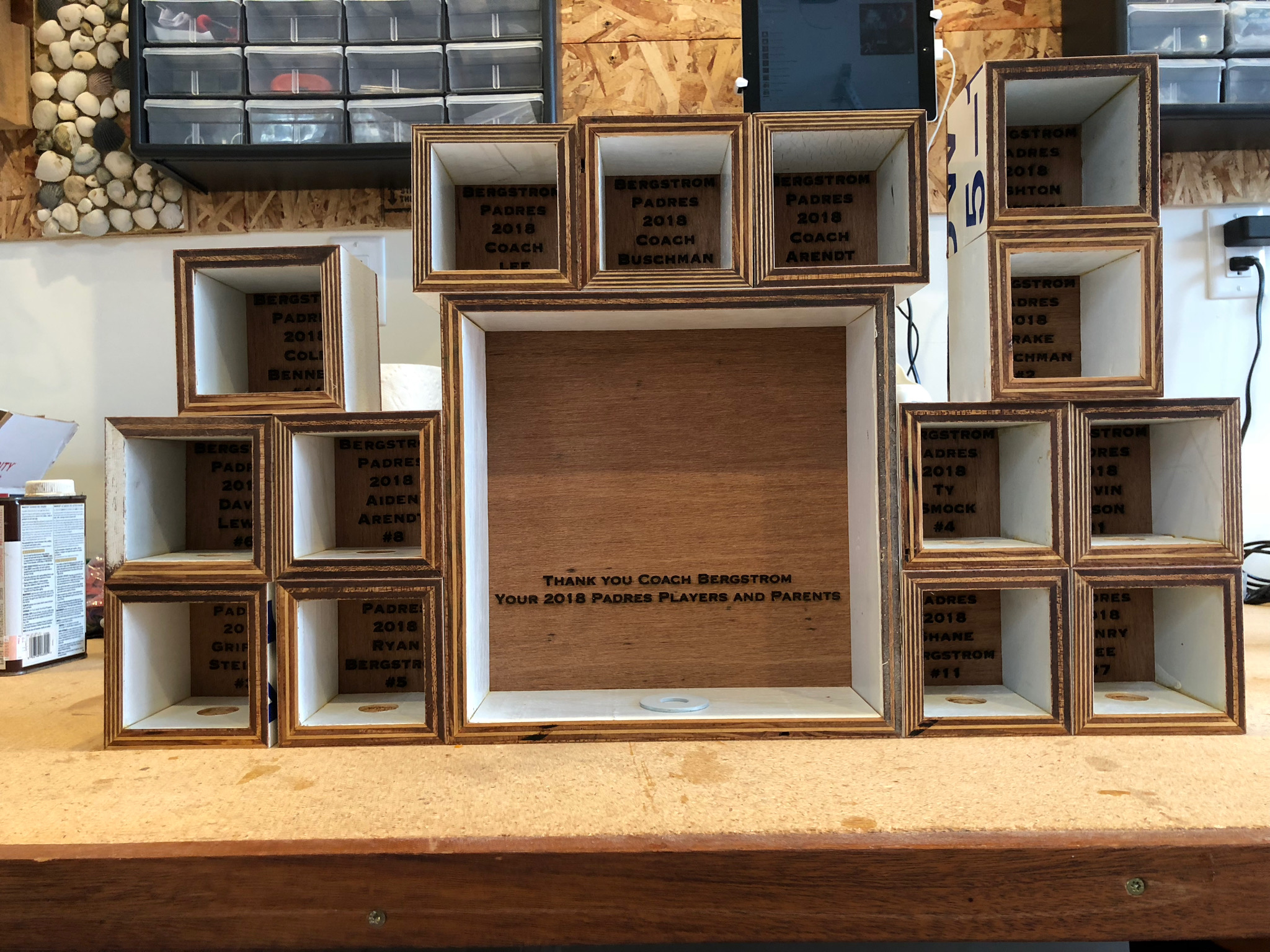 Little League baseball shadow box