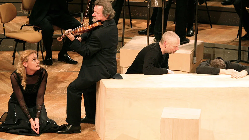 Magdalena Kozena, Daniel Stabrawa, and Mark Padmore in St. Matthew Passion (Photo: Andreas Knapp/Berlin Philharmonic)