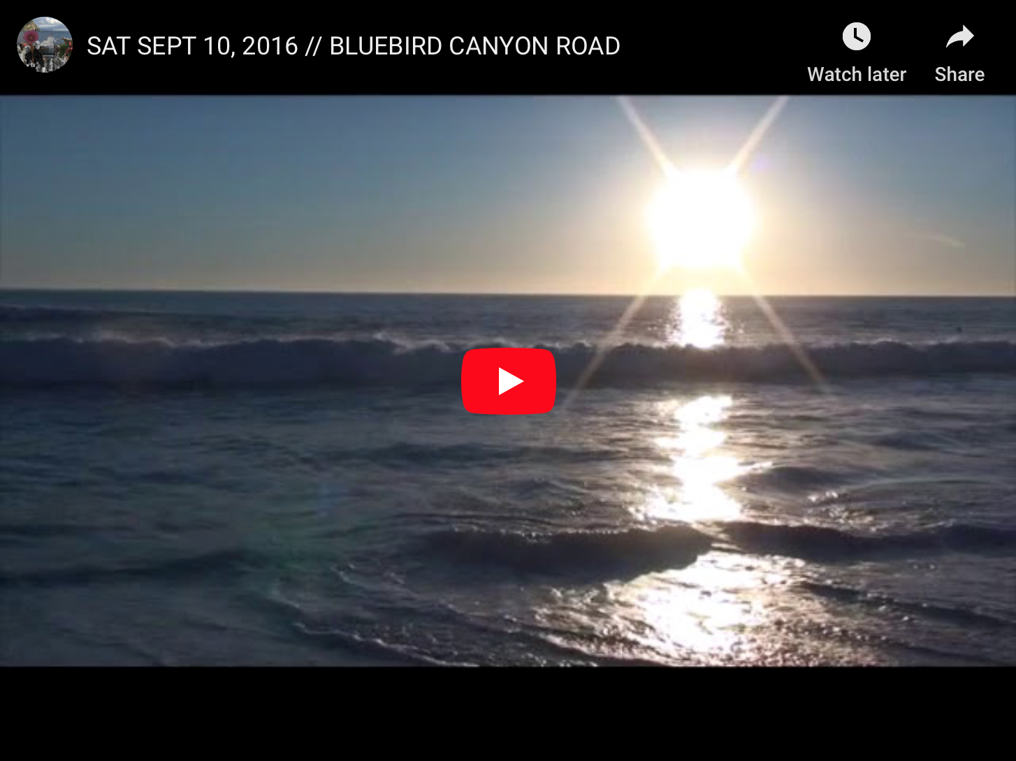 SAT SEPT 10, 2016 // BLUEBIRD CANYON ROAD (MUSIC VIDEO)