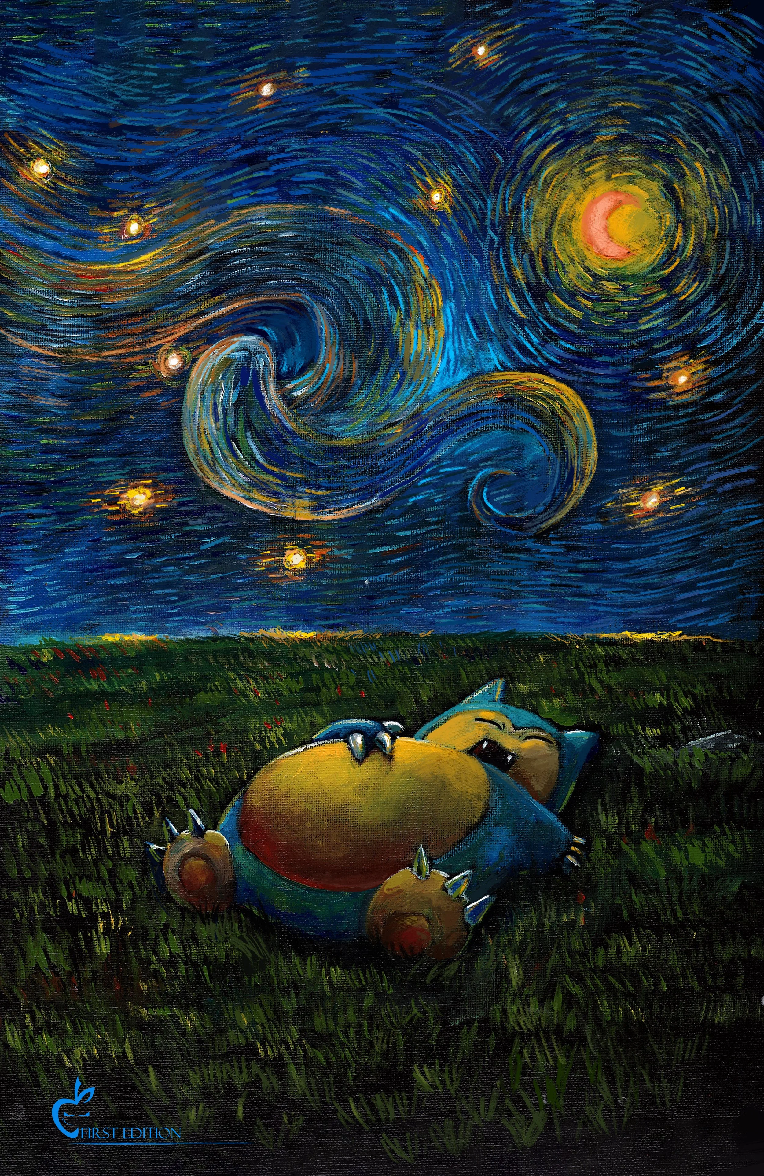 First Edition Starry Night Snorlax 11" x 17"
