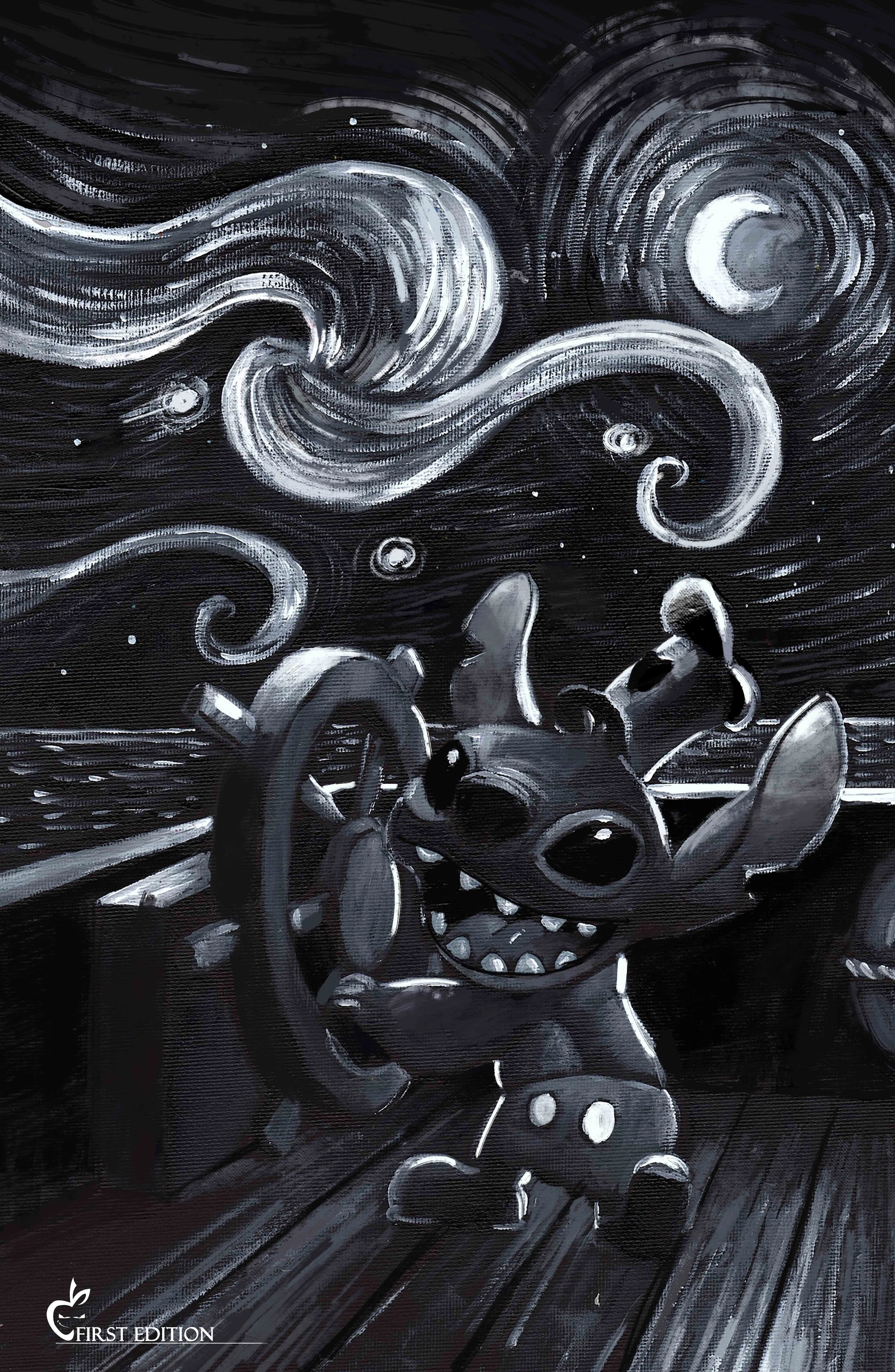 First Edition Starry Night Steamboat Willie Stitch 11" x 17"
