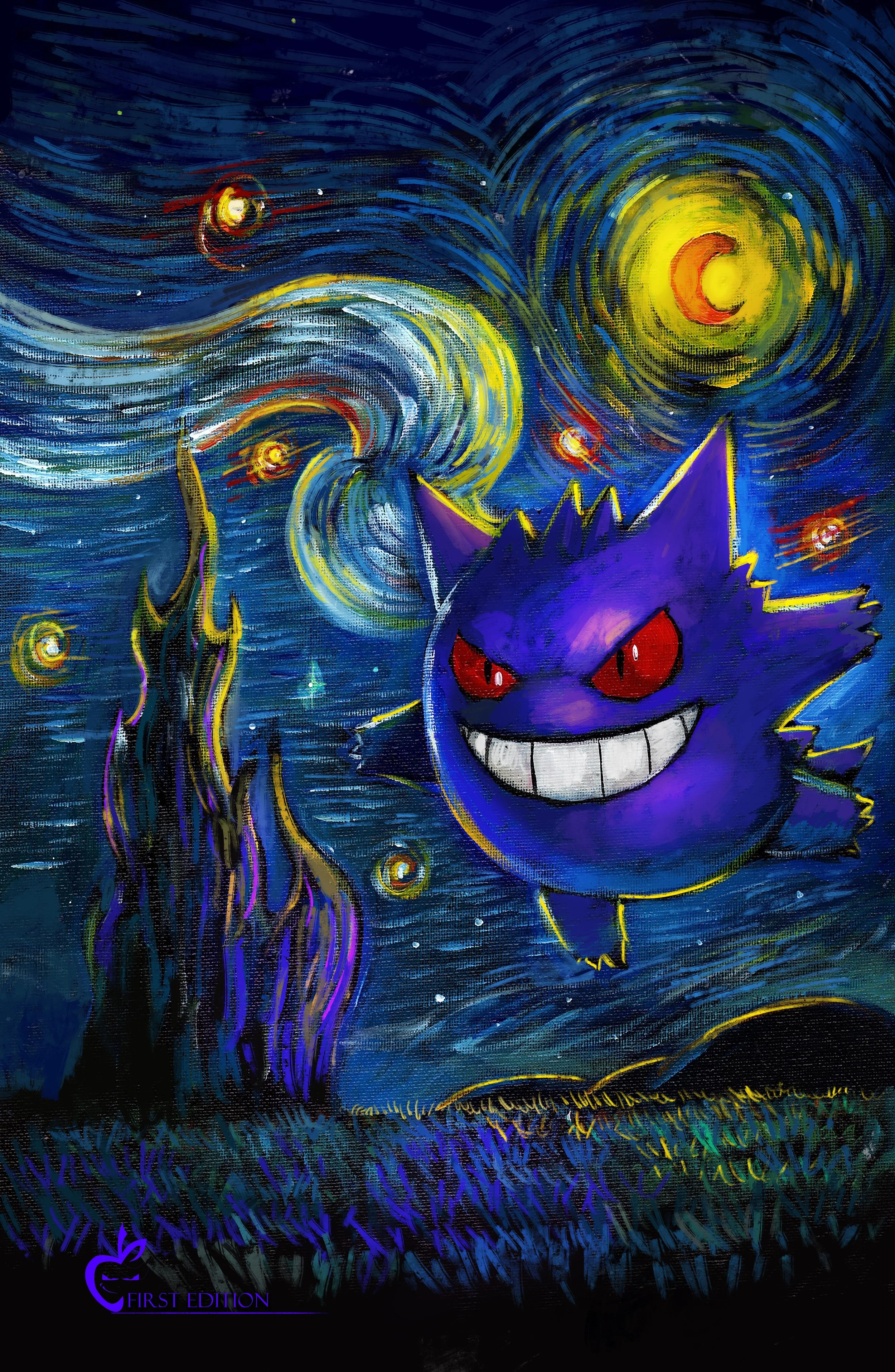 First Edition Starry Night Gengar 11" x 17"