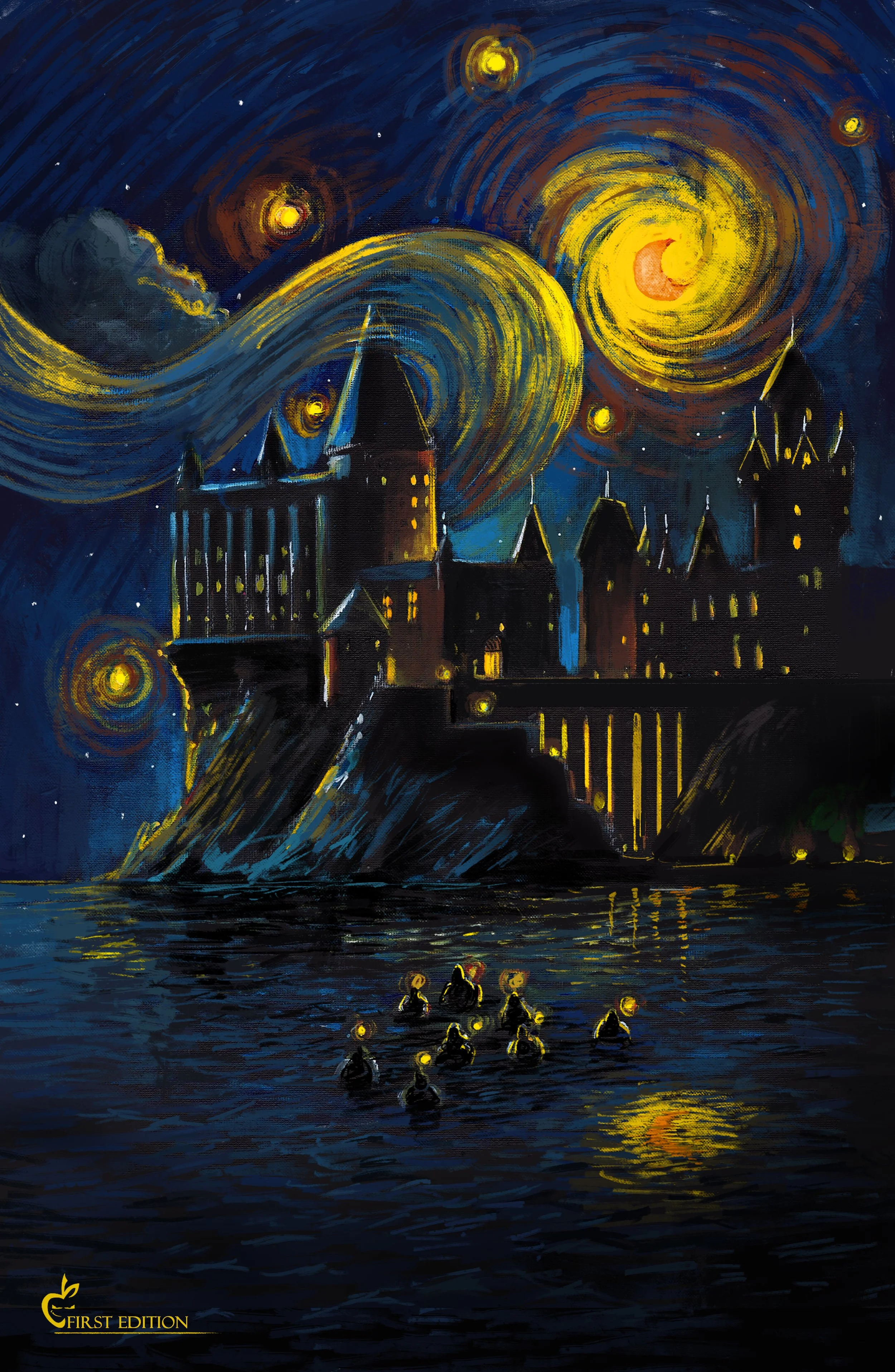 First Edition Starry Night Hogwarts 11" x 17"