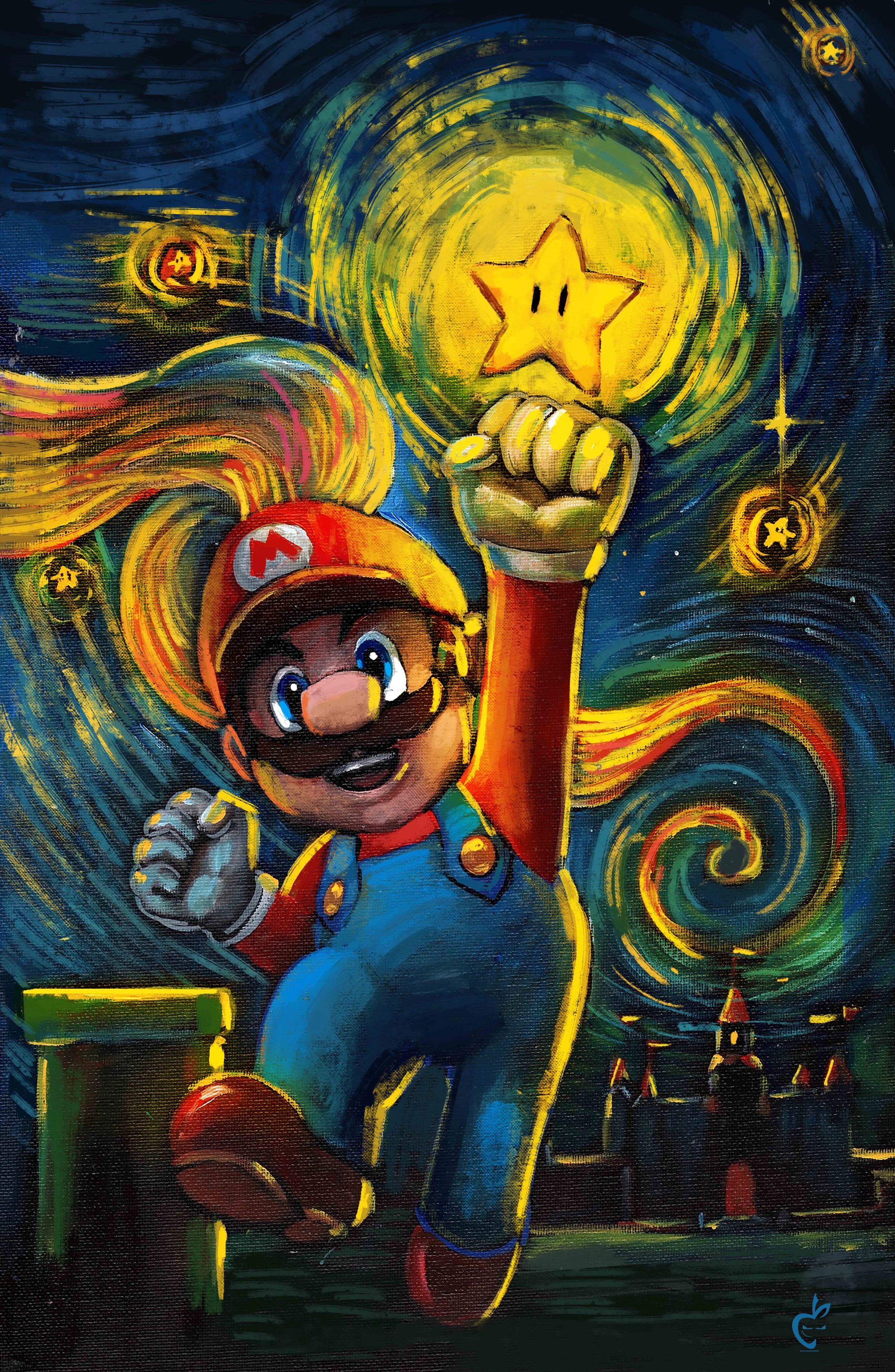 First Edition Starry Night Mario 11" x 17"