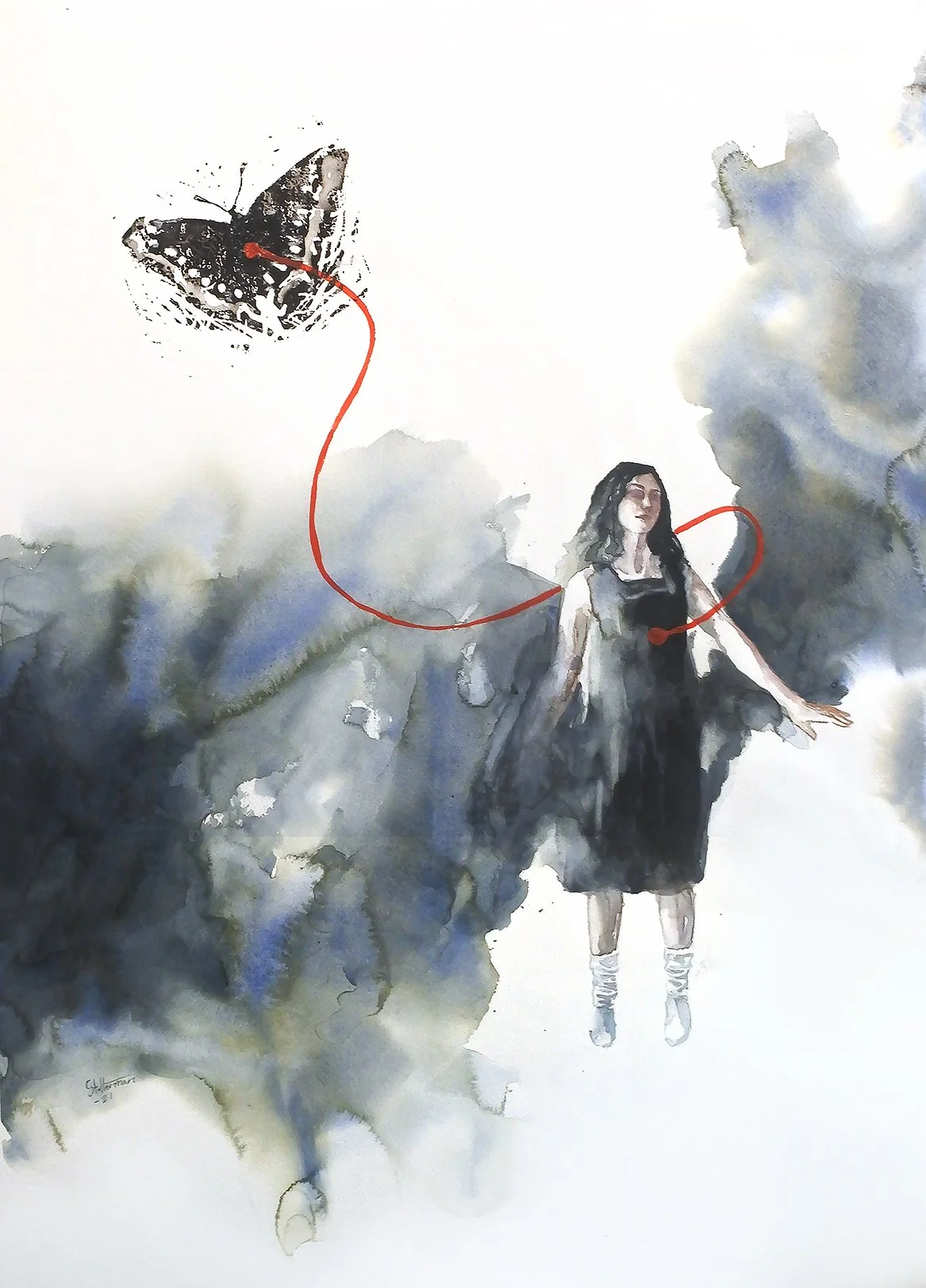 My wings
watercolour and linoleum print. 57 x 75cm
SOLD