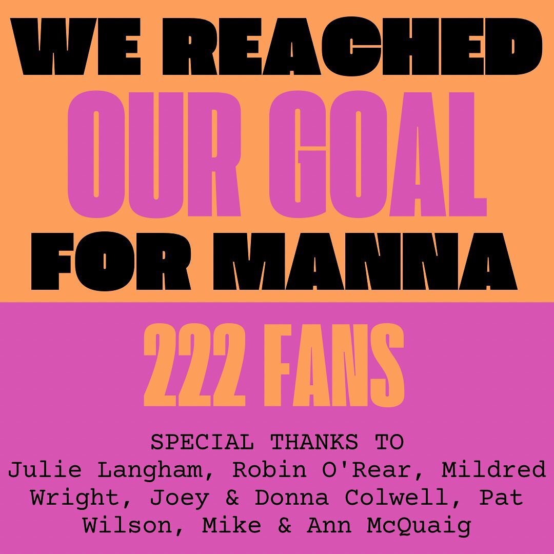 I wonder if we can push the goal up A LITTLE BIT and reach ~230 FANS~ 

We have 1 more week to collect and donate fans to Manna. I KNOW y&rsquo;all feel that Georgia heat creeping in. ☀️