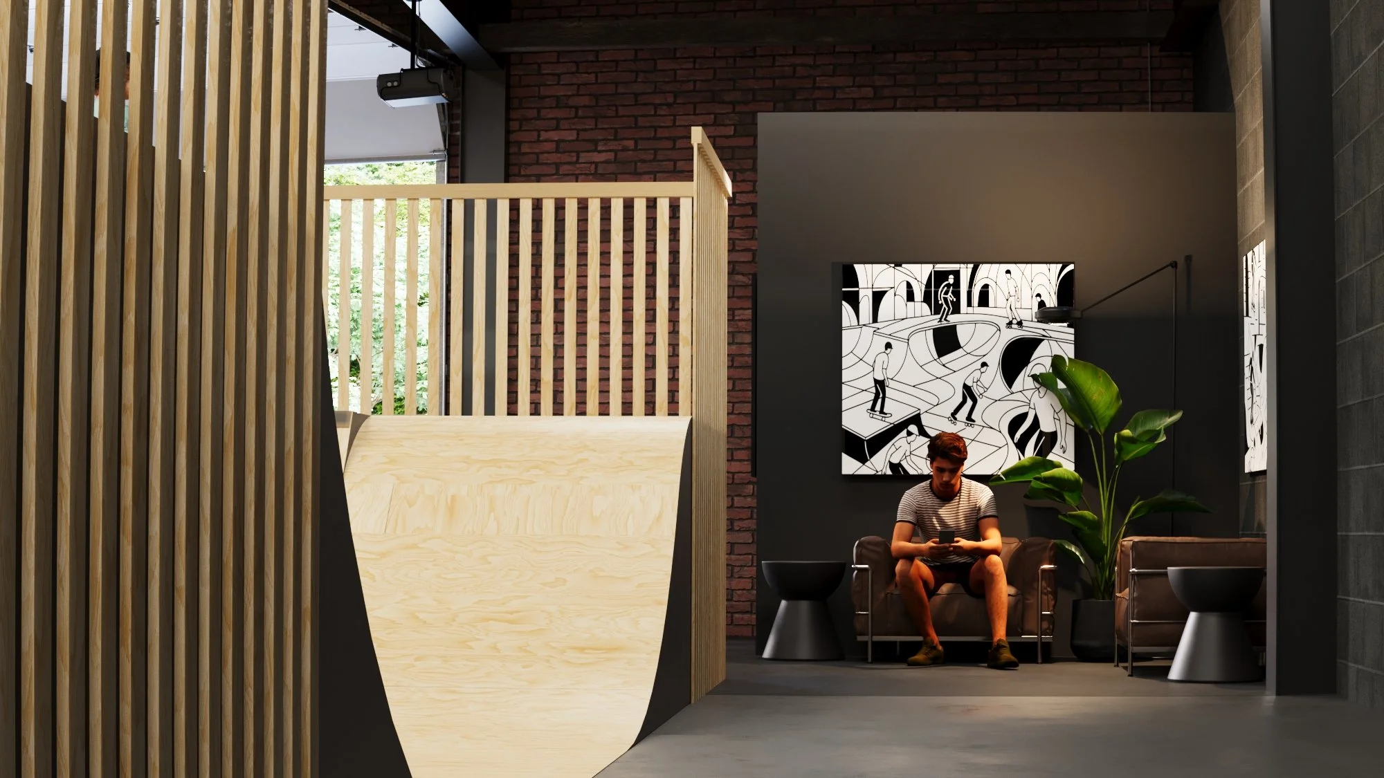 Flux Skate: Design and rendering for skatepark in Hamden, CT.