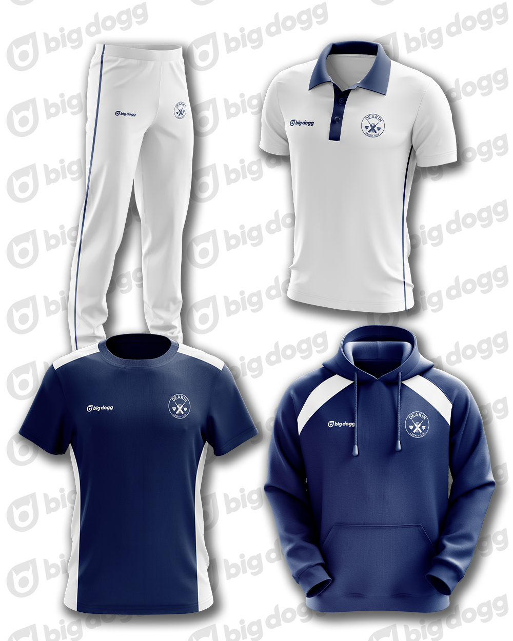 DCC Combo 1 (White Playing Shirt, White Playing Pants, Hoodie &amp; Training Shirt)