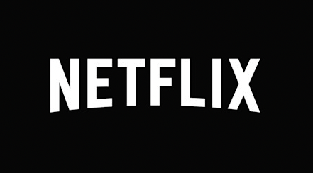 Netflix logo on a black background.