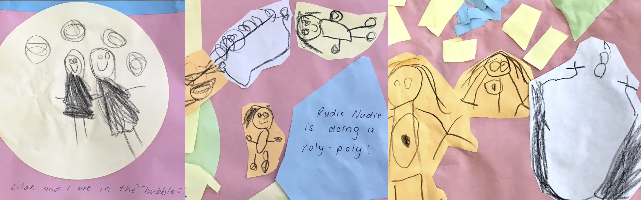 RUDIE NUDIE collage — selecting colour palette, cutting, composition, drawing and storytelling